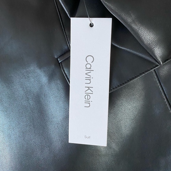 Calvin Klein | Faux-Leather Open-Front Blazer - Picture 5 of 6